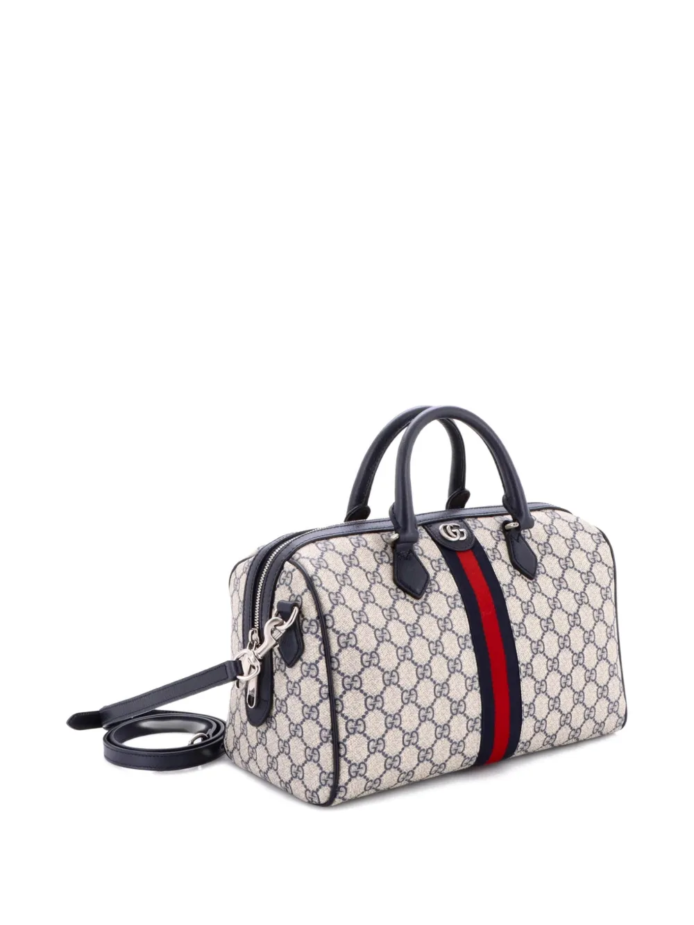 GUCCI Pre-owned Ophidia Convertible Boston Bag Gg Coated Canvas Medium Satchel In Blue