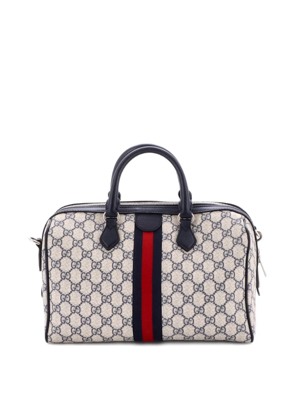 GUCCI Pre-owned Ophidia Convertible Boston Bag Gg Coated Canvas Medium Satchel In Blue