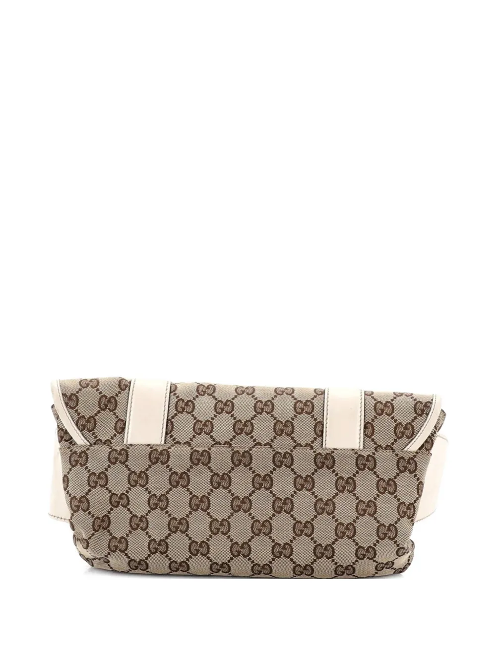  Gucci Pre-owned Double Belt Flap Messenger Gg Canvas With Perforated Leather Small Crossbody Bag - Brown 