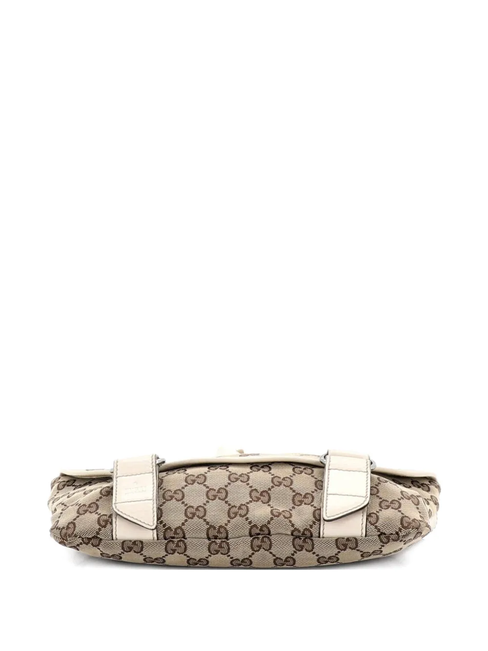  Gucci Pre-owned Double Belt Flap Messenger Gg Canvas With Perforated Leather Small Crossbody Bag - Brown 