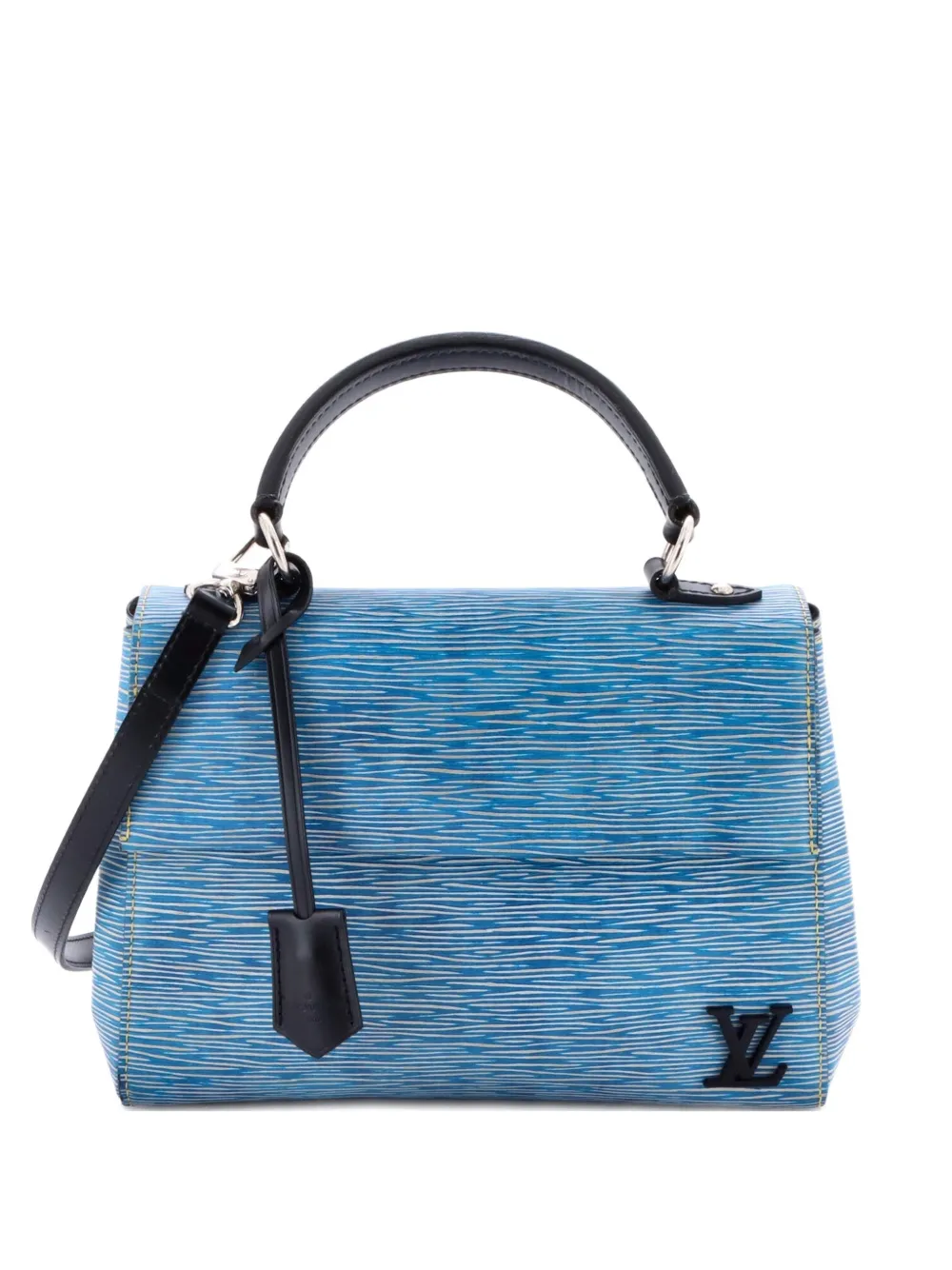 Pre-owned Louis Vuitton Cluny Top Handle Bag Epi Leather Bb Satchel In Blue