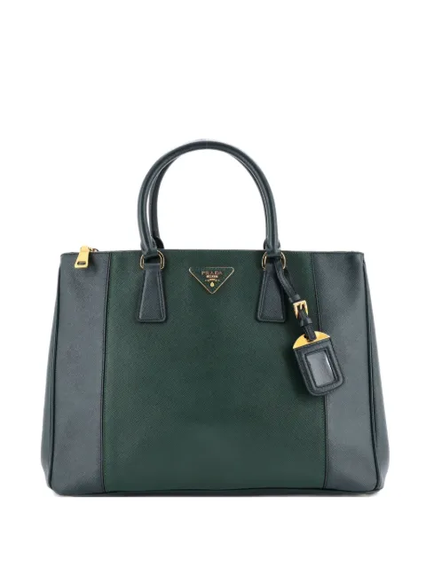 Prada Pre-Owned Bicolor Double Zip Lux Saffiano Leather Medium tote bag