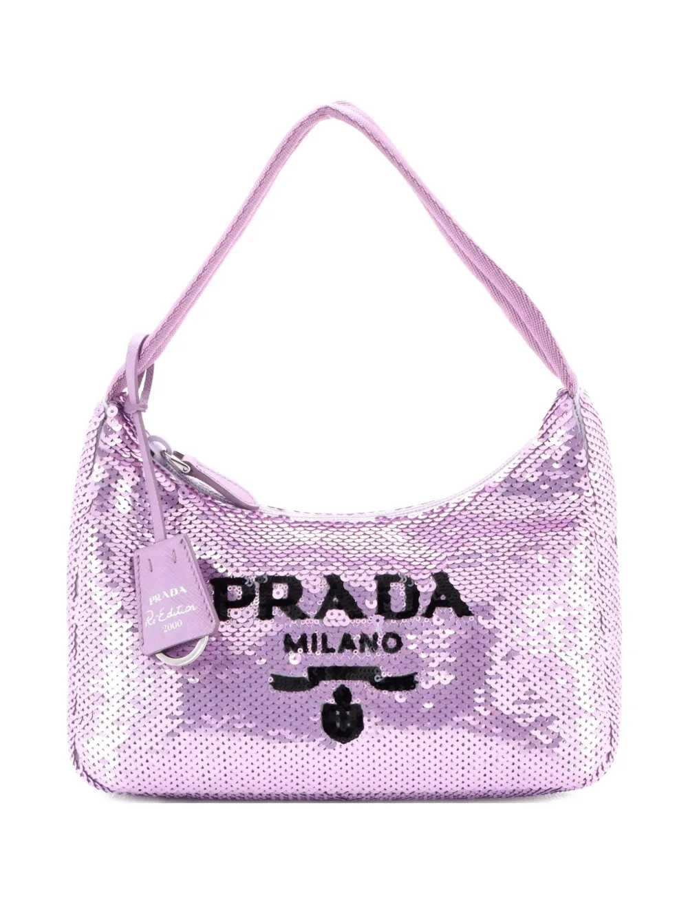 Pre-owned Prada Re-edition 2000 Sequins Mini Hobo Bag In Purple