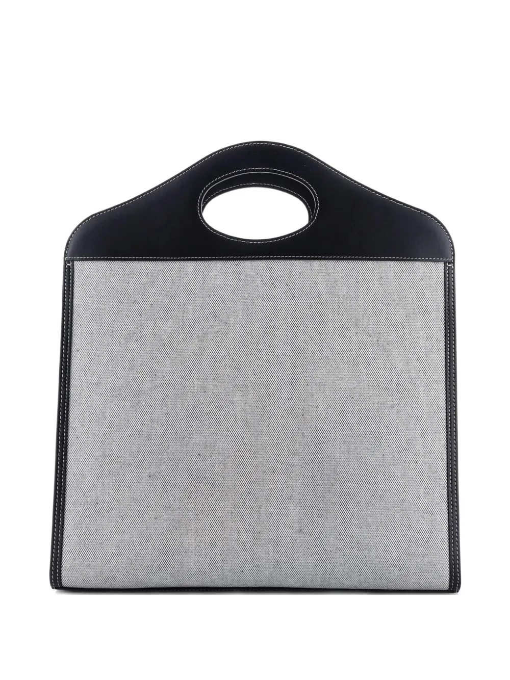 Pre-owned Burberry Logo Pocket Tote Canvas With Leather Medium Crossbody Bag In Black