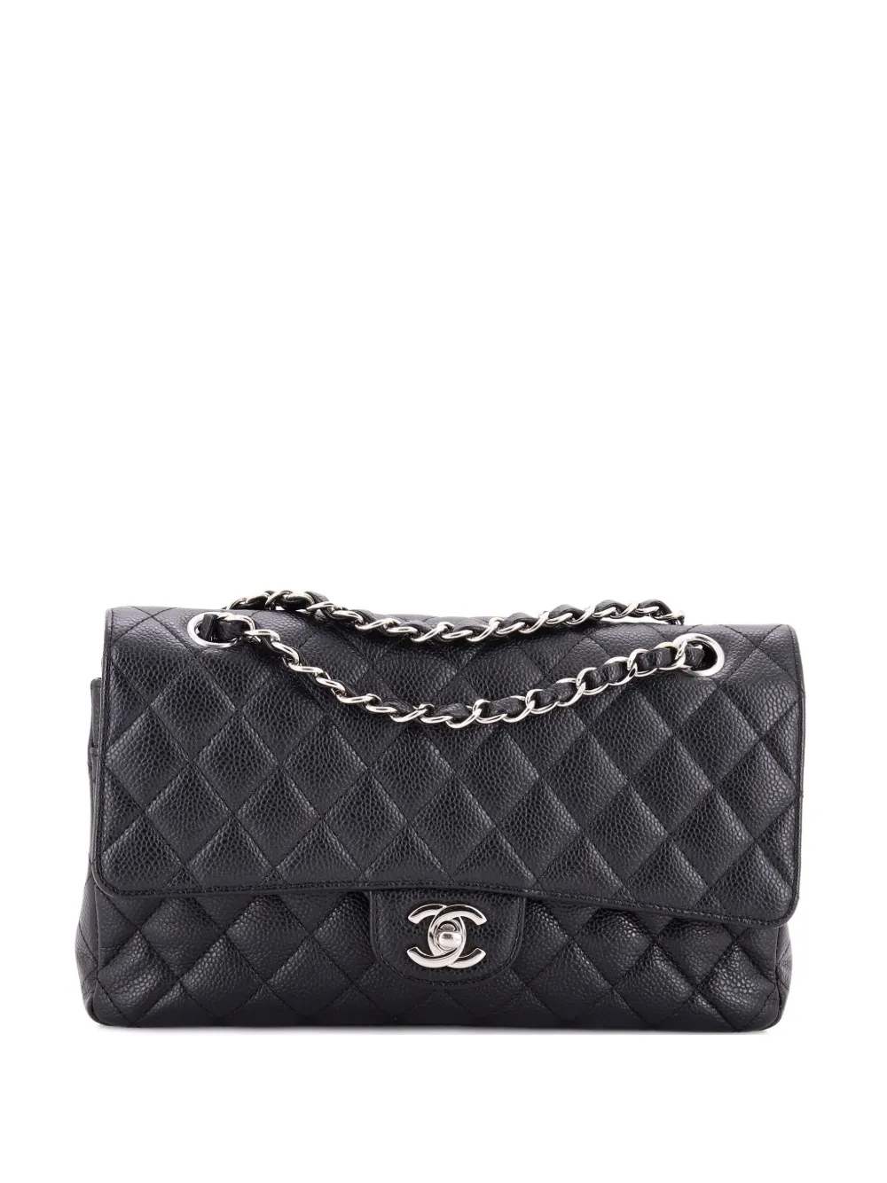 CHANEL Pre-Owned Classic Double Flap Bag Quilted Caviar Medium shoulder bag - Nero