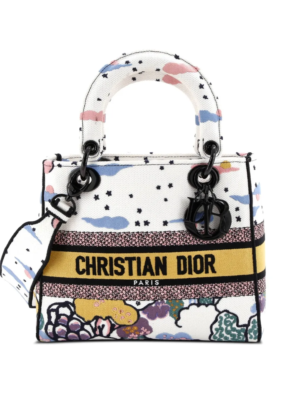 Christian Dior Pre-Owned Lady D-Lite Bag Embroidered Canvas Medium satchel - Multicolore