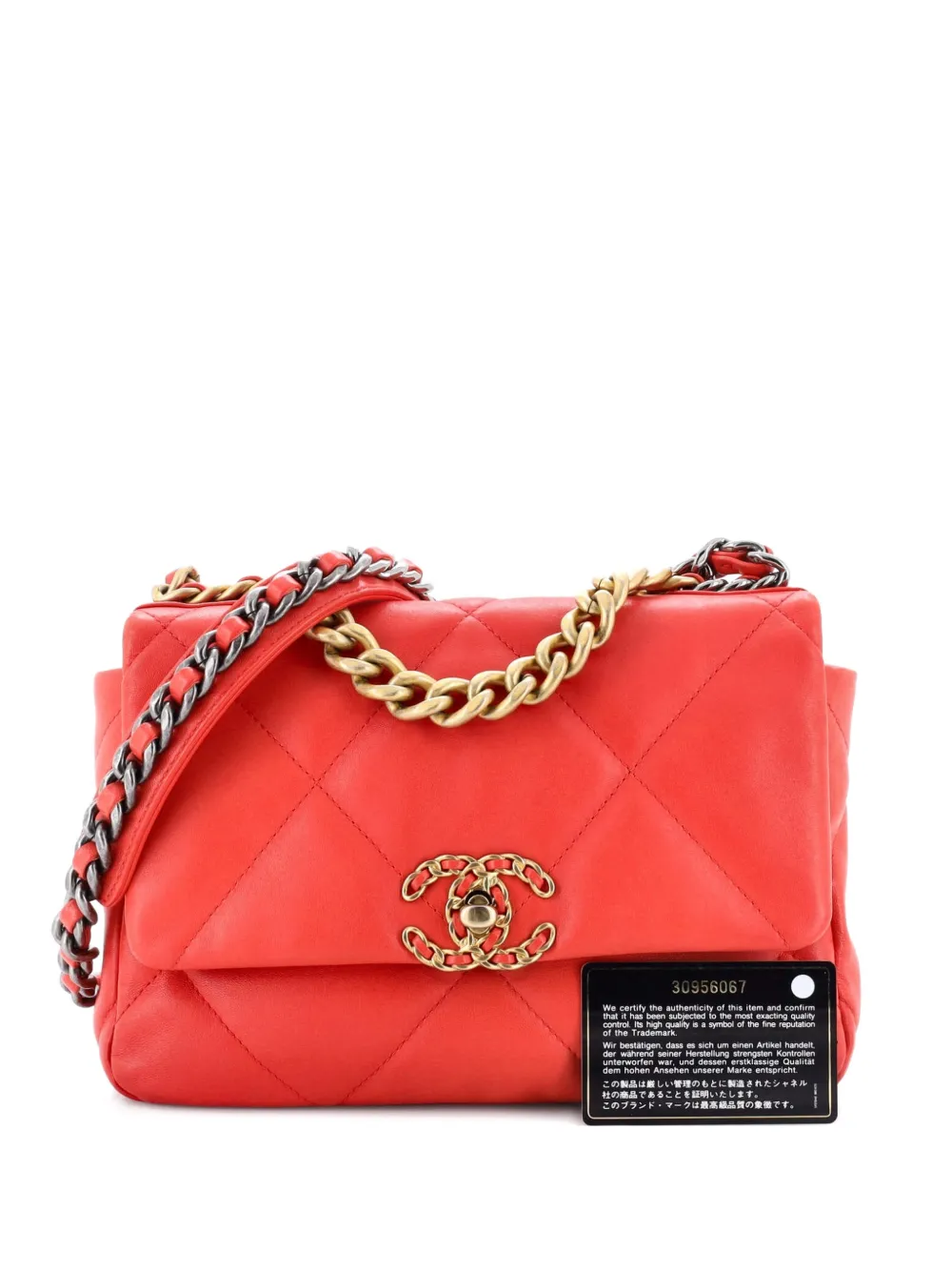 Pre-owned Chanel 19 Flap Bag Quilted Leather Medium Crossbody Bag In Pink