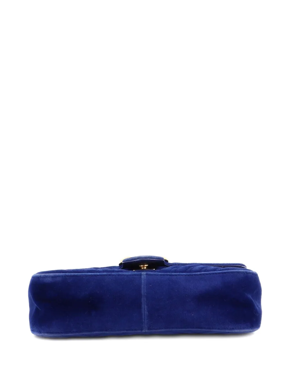 Pre-owned Gucci Gg Marmont Flap Bag Matelasse Velvet Small Shoulder Bag In Blue