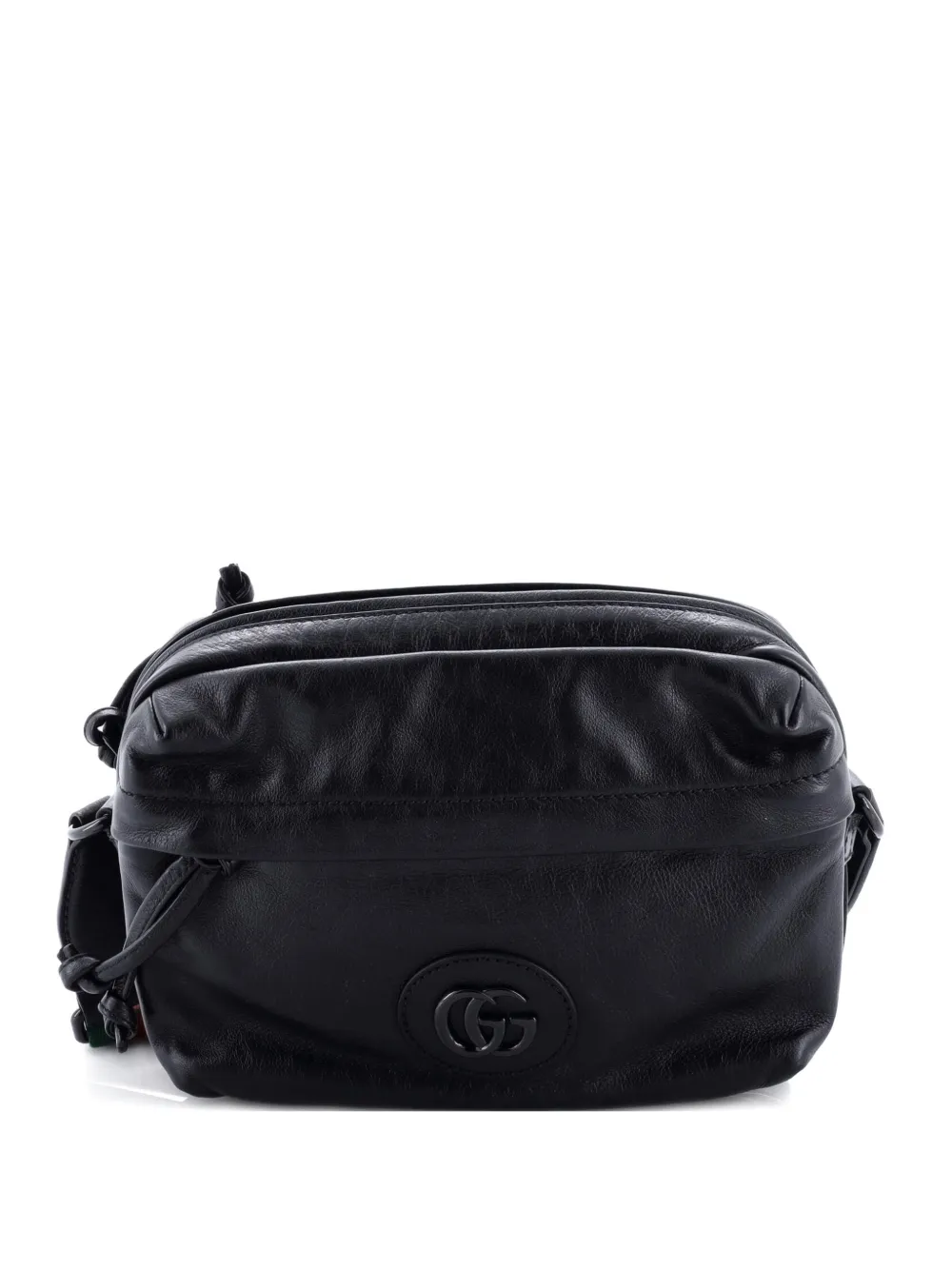 Gucci Pre-Owned Tonal Double G Shoulder Bag Leather crossbody bag - Nero