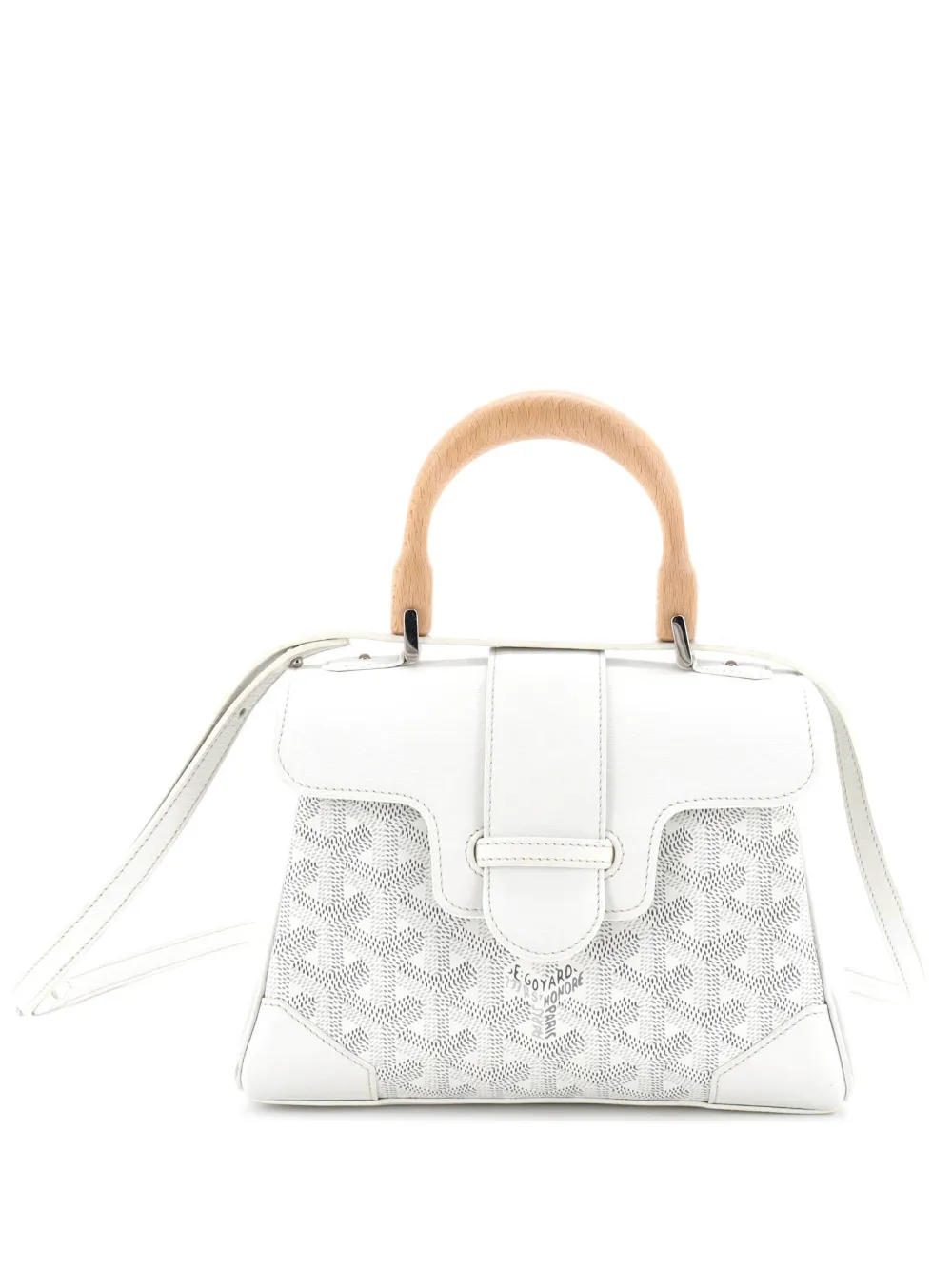 Goyard Pre-Owned Saigon Top Handle Bag Coated Canvas with Leather Mini shoulder bag - White