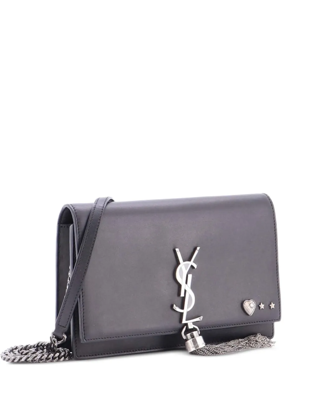 Saint Laurent Pre-Owned Classic Monogram Tassel Chain Wallet Embellished Leather Small crossbody bag - Nero
