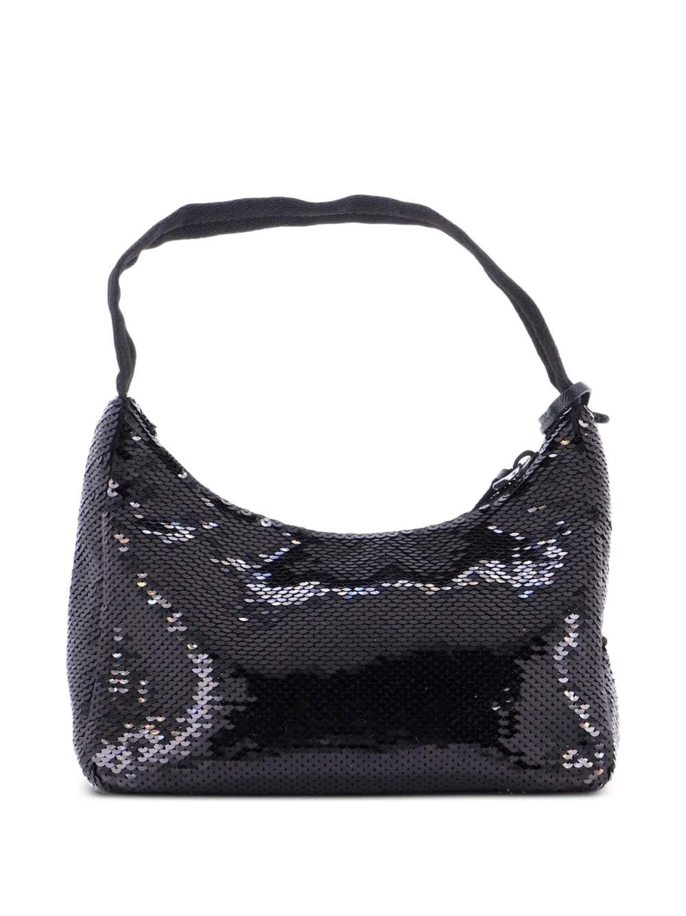 Pre-owned Prada Re-edition 2000 Sequins Mini Hobo Bag In Black