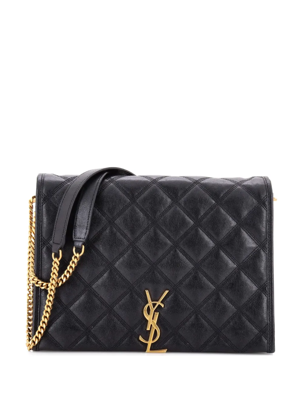 Pre-owned Saint Laurent Becky Quilted Leather Small Shoulder Bag In Black