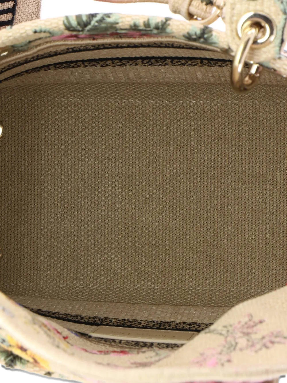 Pre-owned Dior Lady D-lite Bag Embroidered Raffia Medium Satchel In Neutral