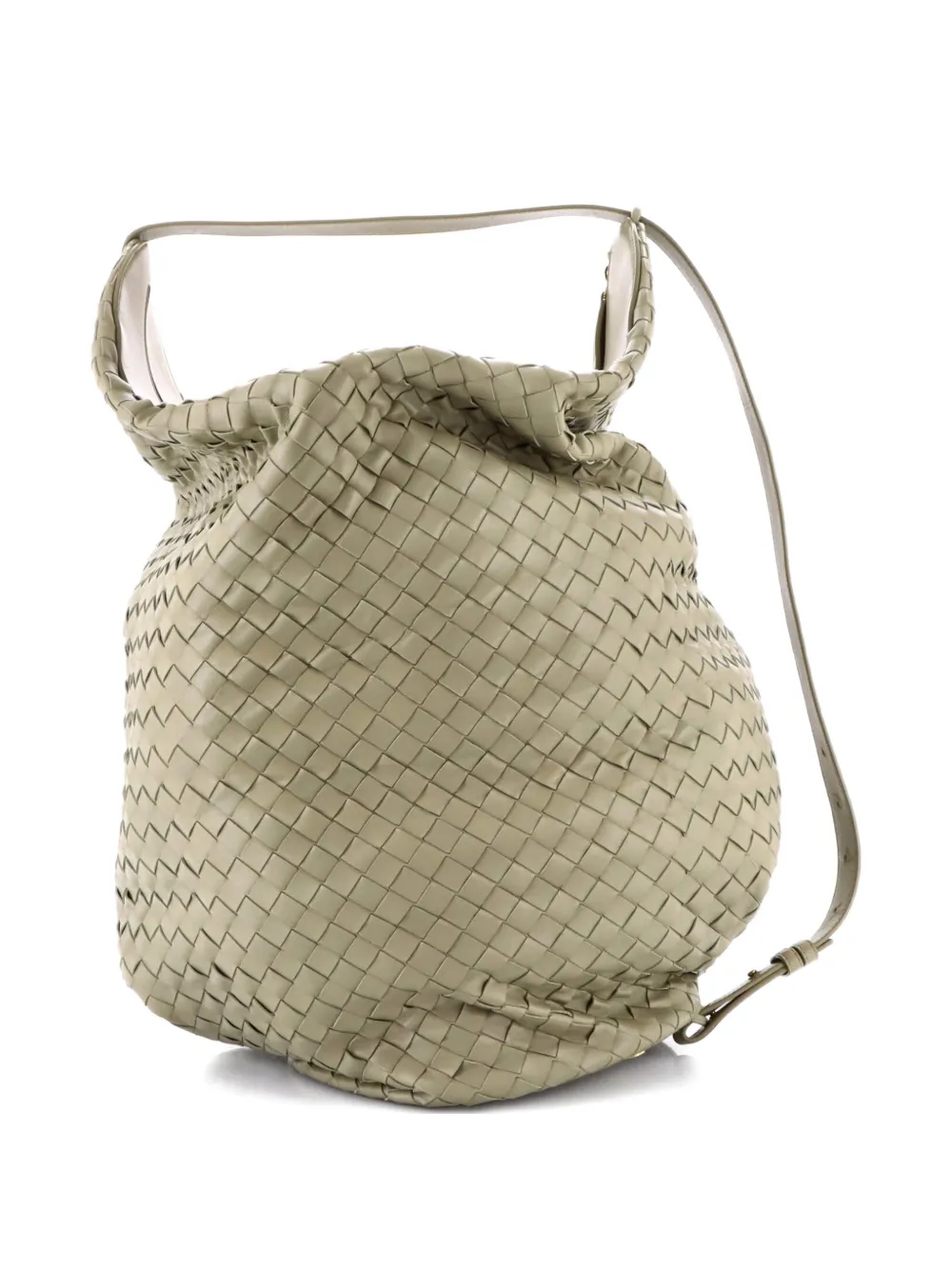 Pre-owned Bottega Veneta Hop Bag Intrecciato Leather Extra Large Tote Bag In Green