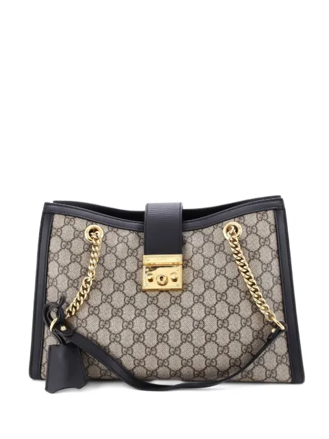 Gucci Pre-Owned Padlock Chain GG Coated Canvas with Leather Medium tote bag