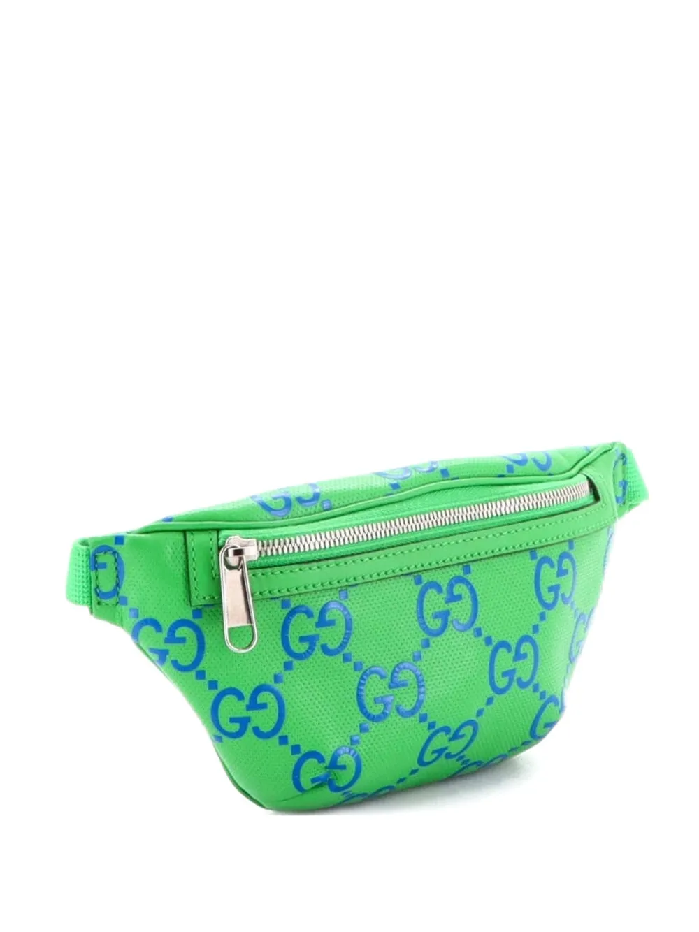 Pre-owned Gucci Gg Embossed Perforated Leather Small Belt Bag In Blue