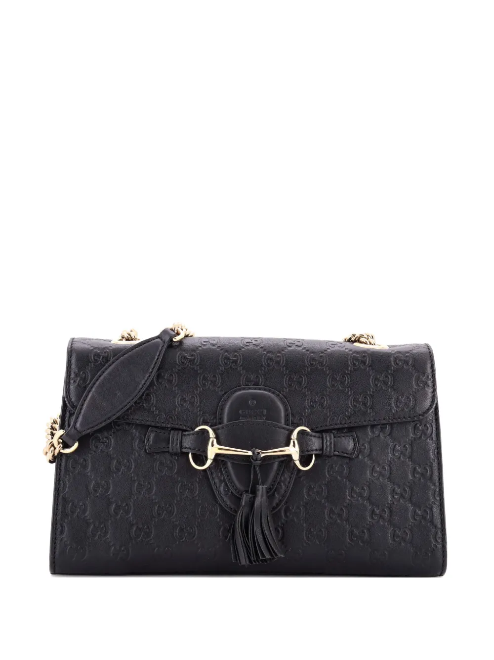Gucci Pre-Owned Emily Chain Flap Bag Guccissima Leather Medium shoulder bag - Nero