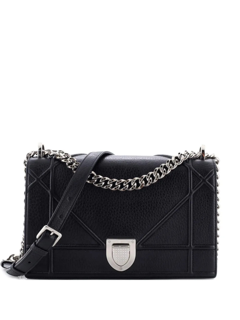 Christian Dior Pre-Owned Diorama Flap Bag Grained Calfskin Medium crossbody bag - Nero