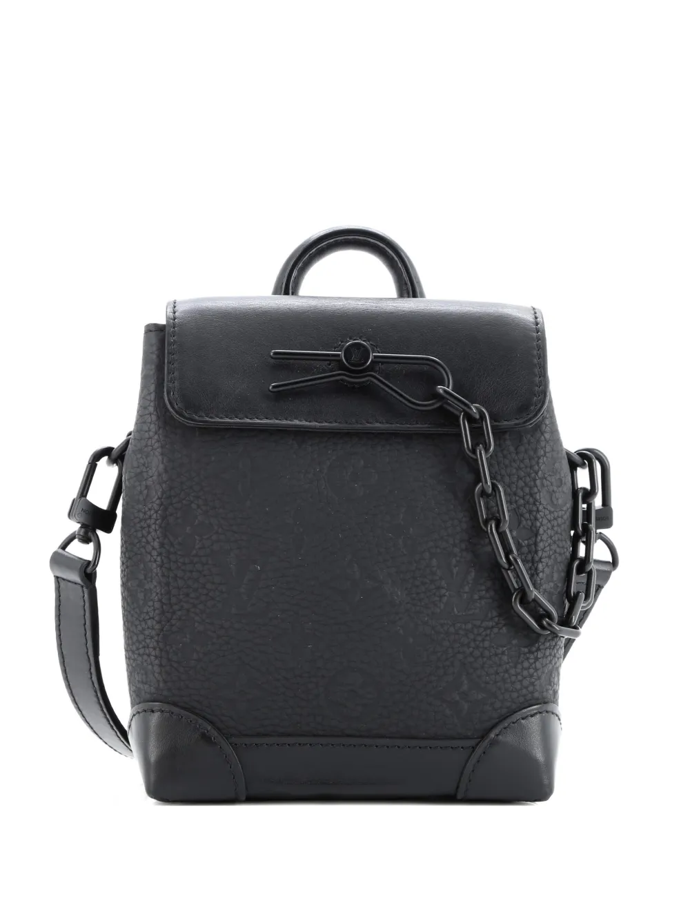 Pre-owned Louis Vuitton Steamer Bag Monogram Taurillon Leather Nano Crossbody Bag In Black