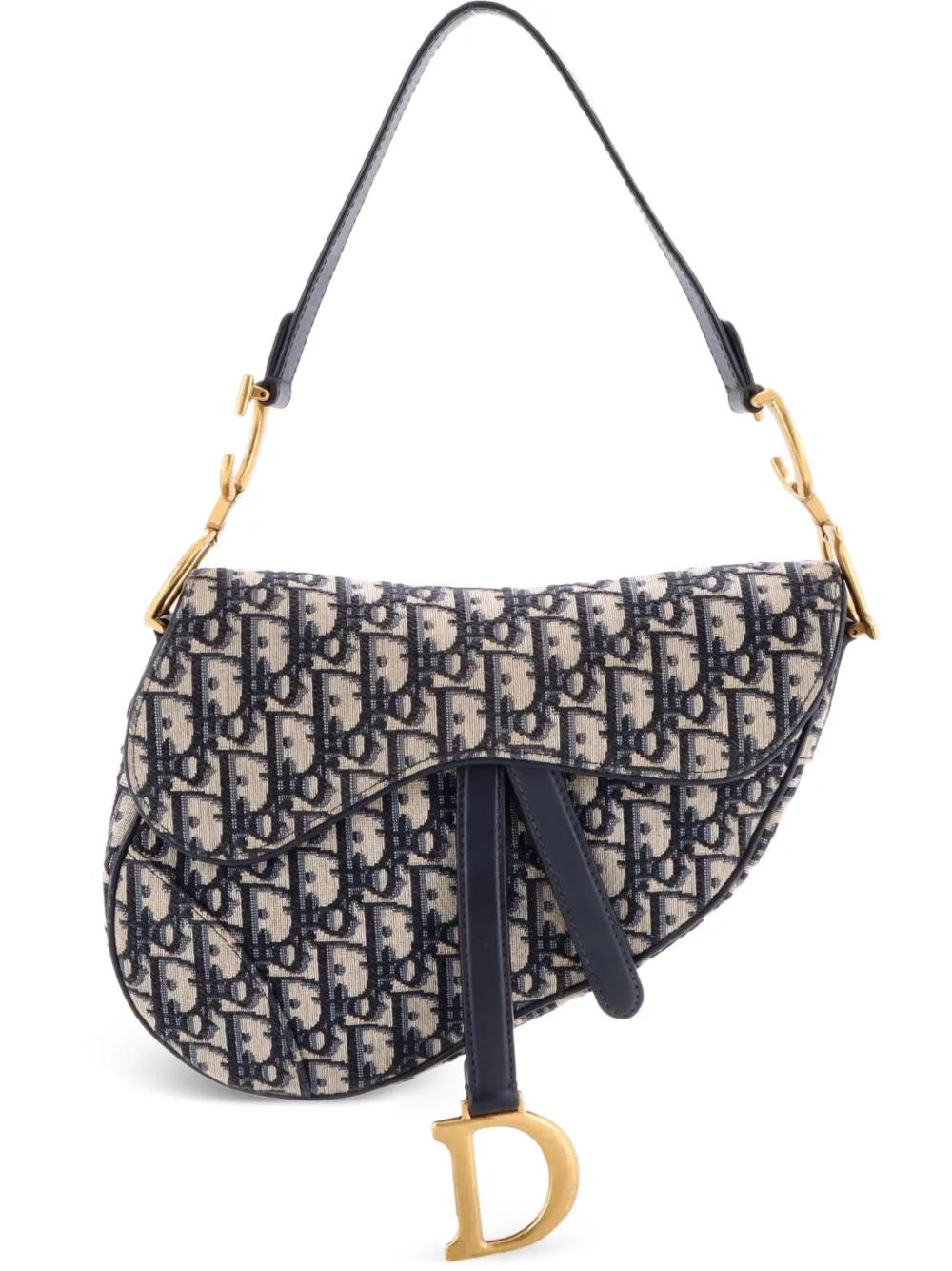 Christian Dior Pre-Owned Saddle Handbag Oblique Canvas Medium shoulder bag - Blu