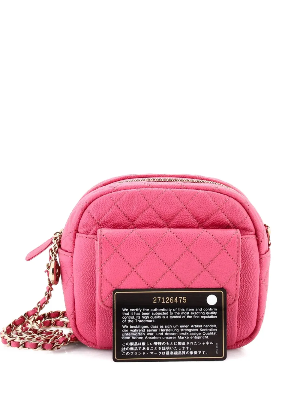 Pre-owned Chanel Cc Day Camera Case Quilted Caviar Small Crossbody Bag In Pink