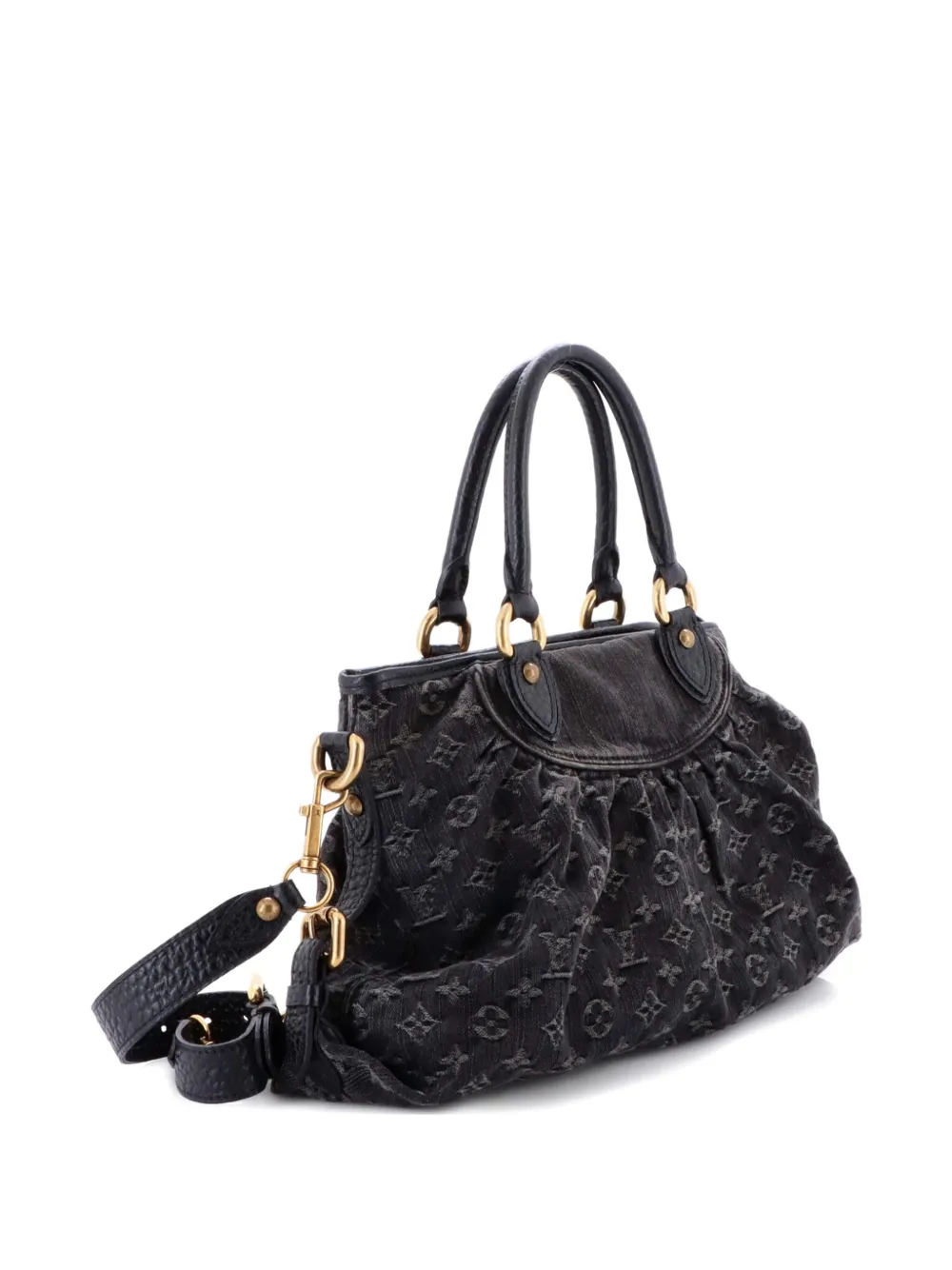 Pre-owned Louis Vuitton Neo Cabby Handbag Denim Mm Tote Bag In Black