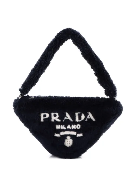 Prada Pre-Owned Triangle Top Handle Pouch Bag Terry Cloth Mini shoulder bag