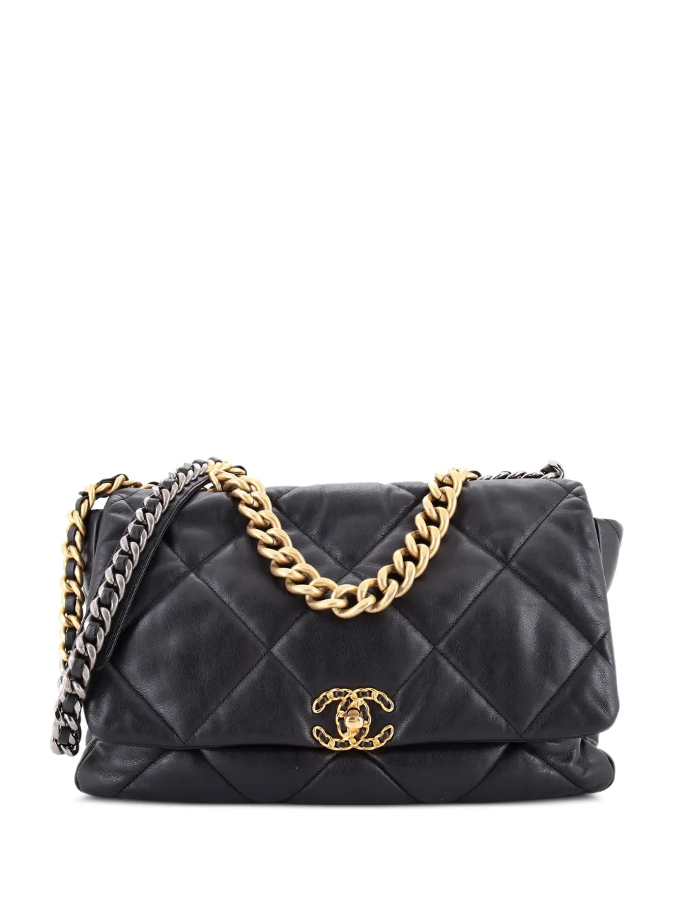 CHANEL Pre-Owned 19 Flap Bag Quilted Leather Maxi crossbody bag - Nero