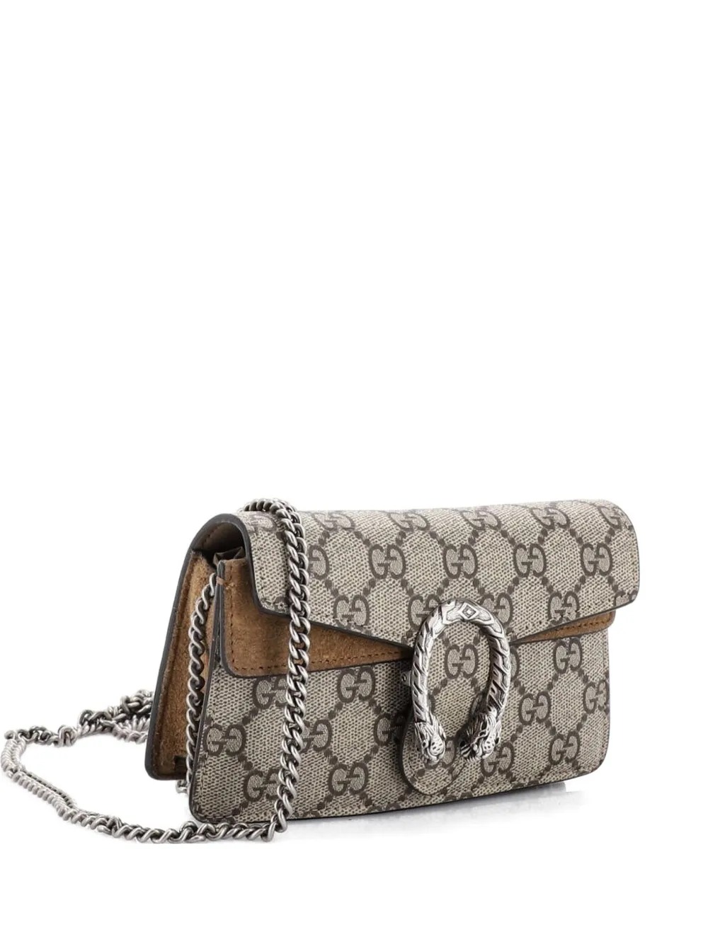 Pre-owned Gucci Dionysus Bag Gg Coated Canvas Super Mini Crossbody Bag In Brown