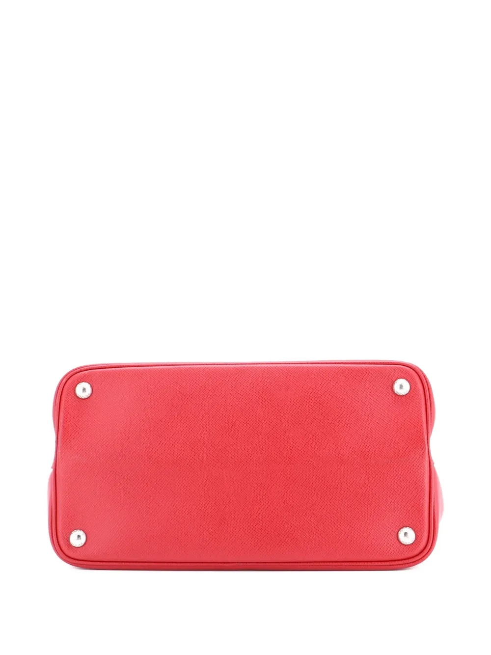 Pre-owned Prada Half Flap Double Turn Lock Saffiano Leather Medium Satchel In Red