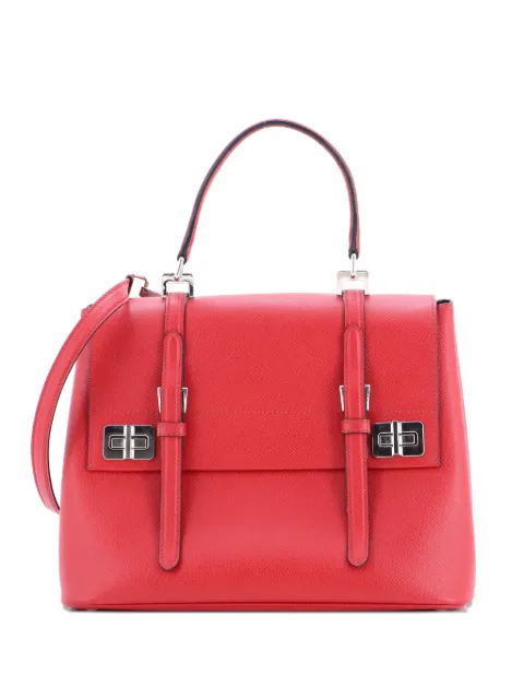 Prada Pre-Owned Half Flap Double Turn Lock Saffiano Leather Medium satchel