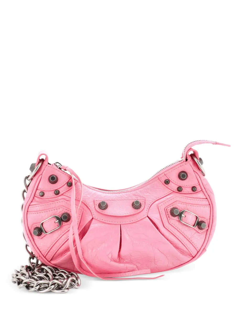 Balenciaga Pre-Owned Le Cagole Giant Studs Chain Shoulder Bag Leather XS hobo bag - Rosa