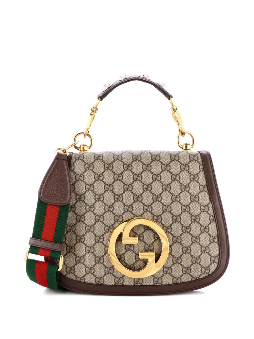 GUCCI Pre-owned Blondie Nm Top Handle Bag Gg Coated Canvas Medium Satchel In Brown