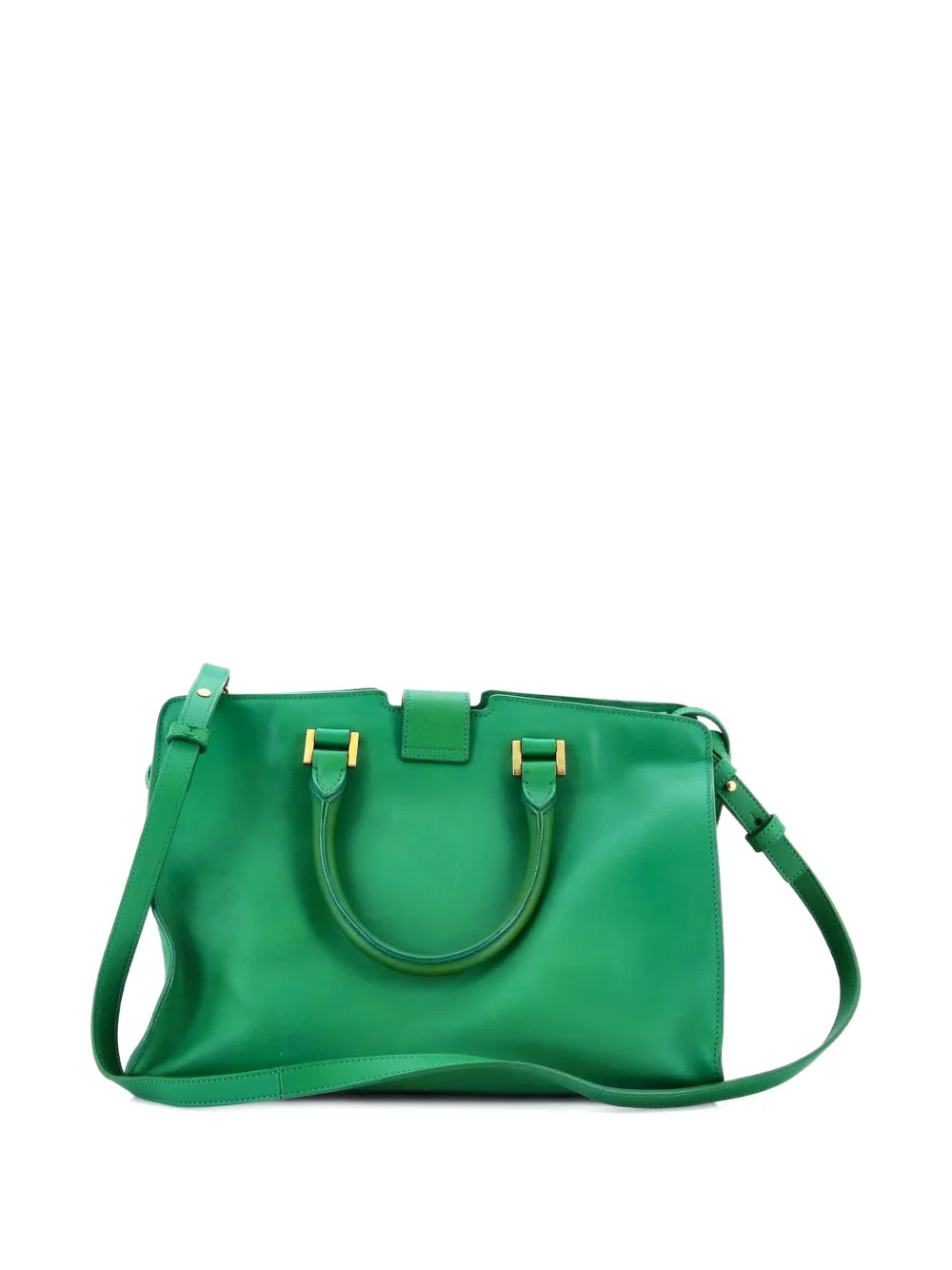 SAINT LAURENT Pre-owned Classic Y Cabas Leather Small Satchel In Green