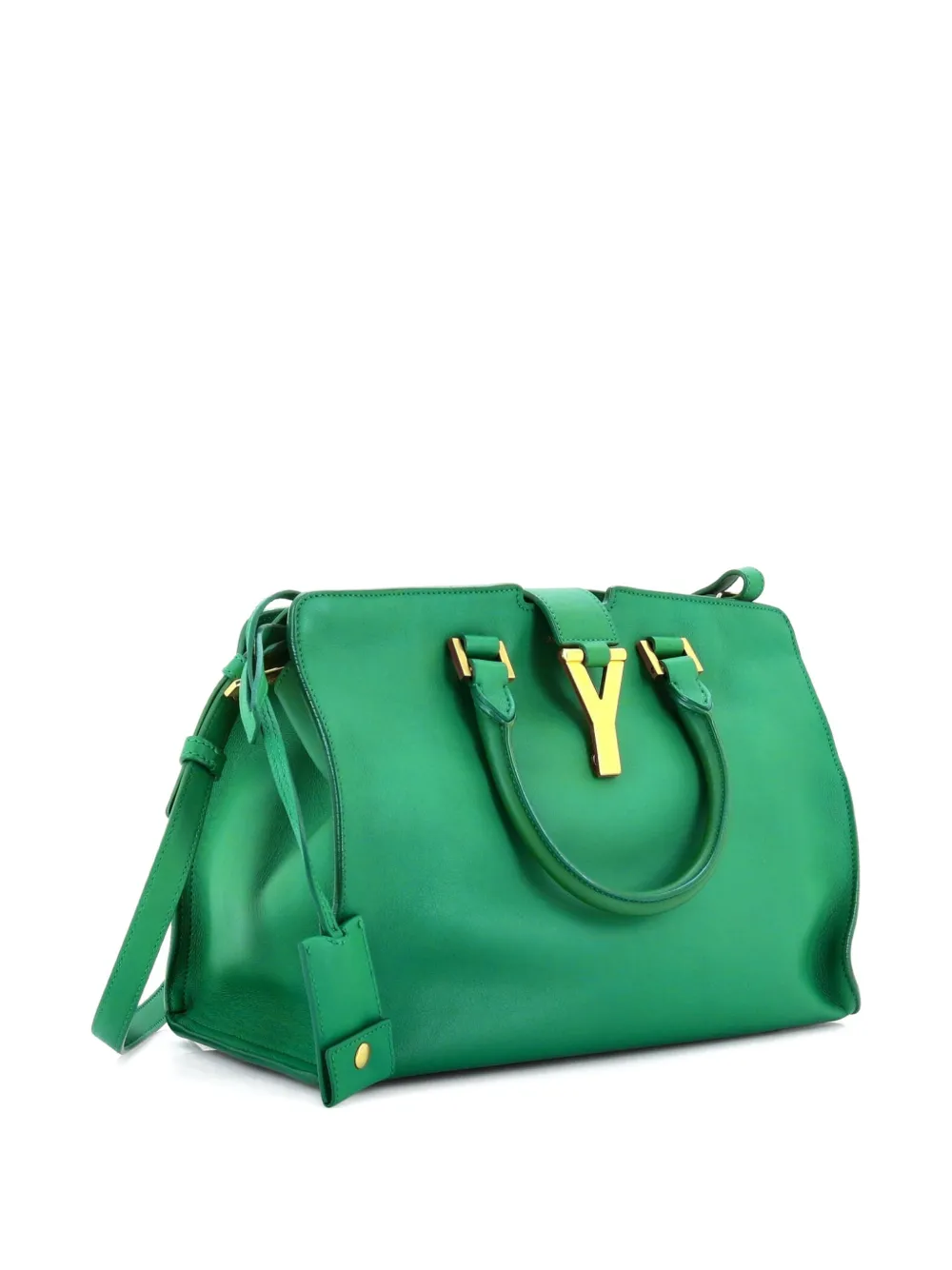 SAINT LAURENT Pre-owned Classic Y Cabas Leather Small Satchel In Green