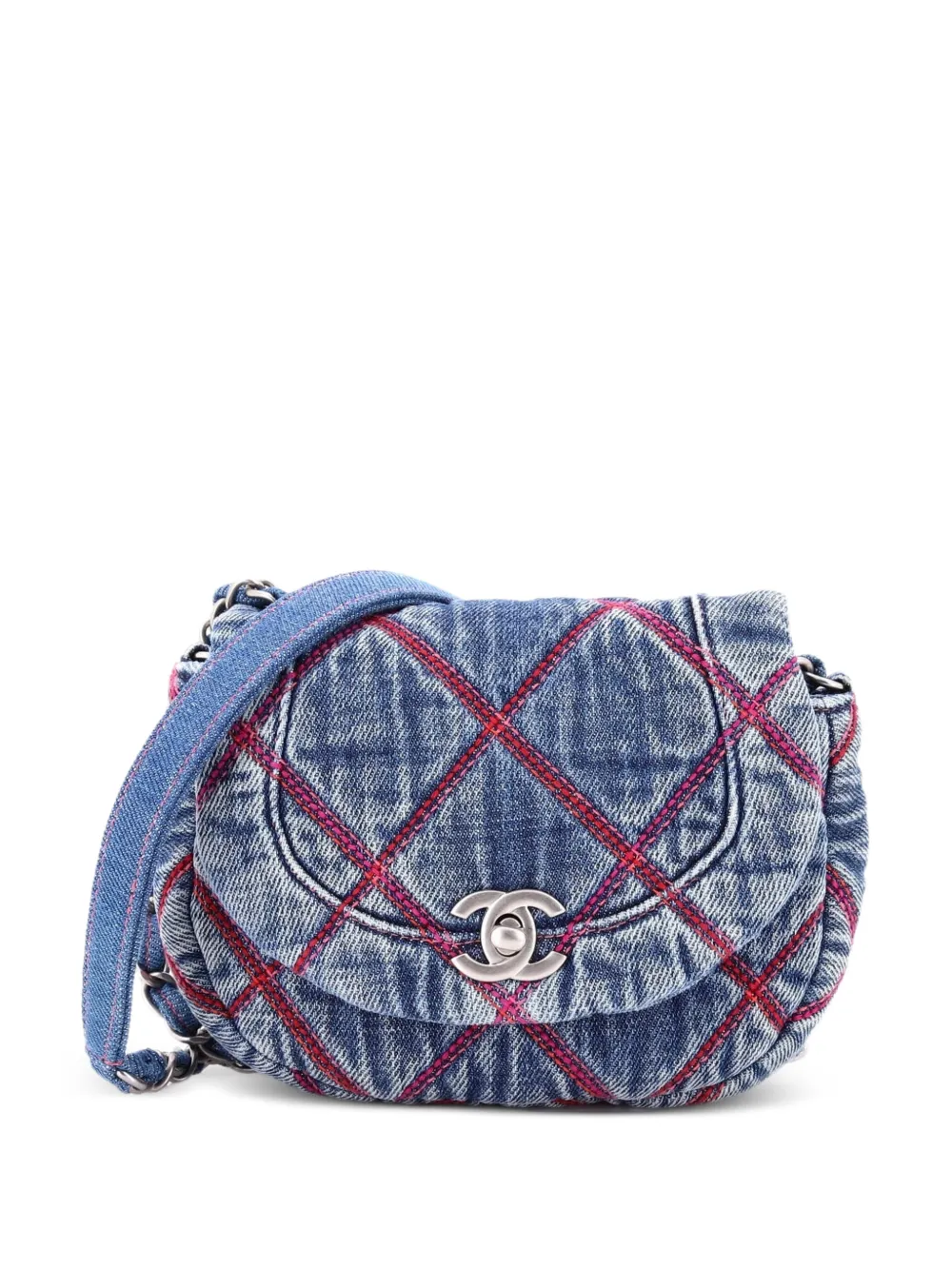 CHANEL Pre-Owned Coco Beach Messenger Bag Quilted Denim Mini crossbody bag - Blu