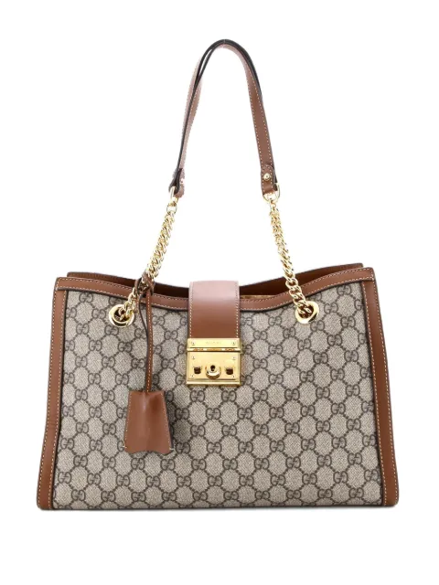 Gucci Pre-Owned Padlock Chain GG Coated Canvas with Leather Medium tote bag