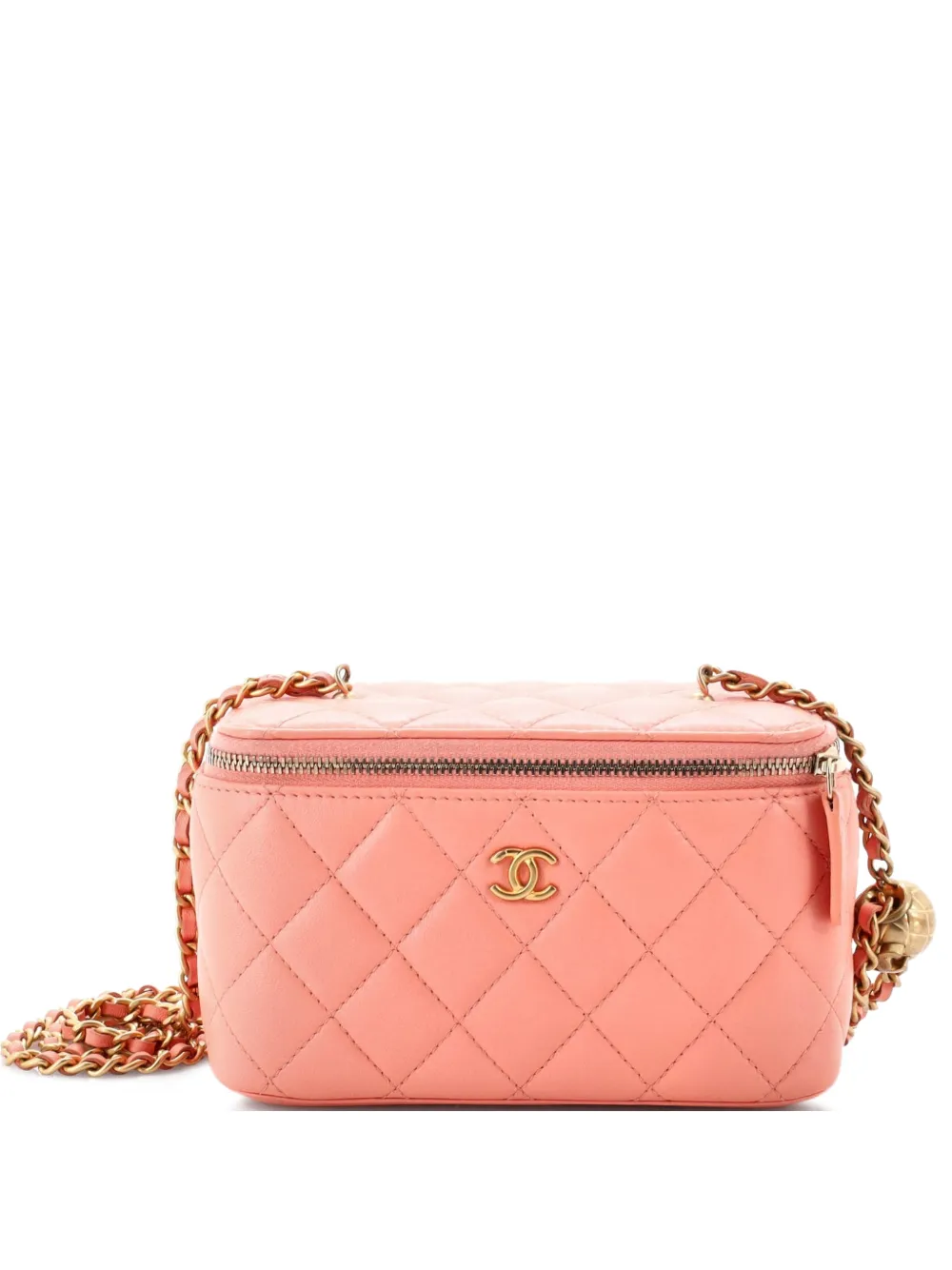 CHANEL Pre-Owned Pearl Crush Vanity Case with Chain Quilted Lambskin Small clutch bag - Rosa