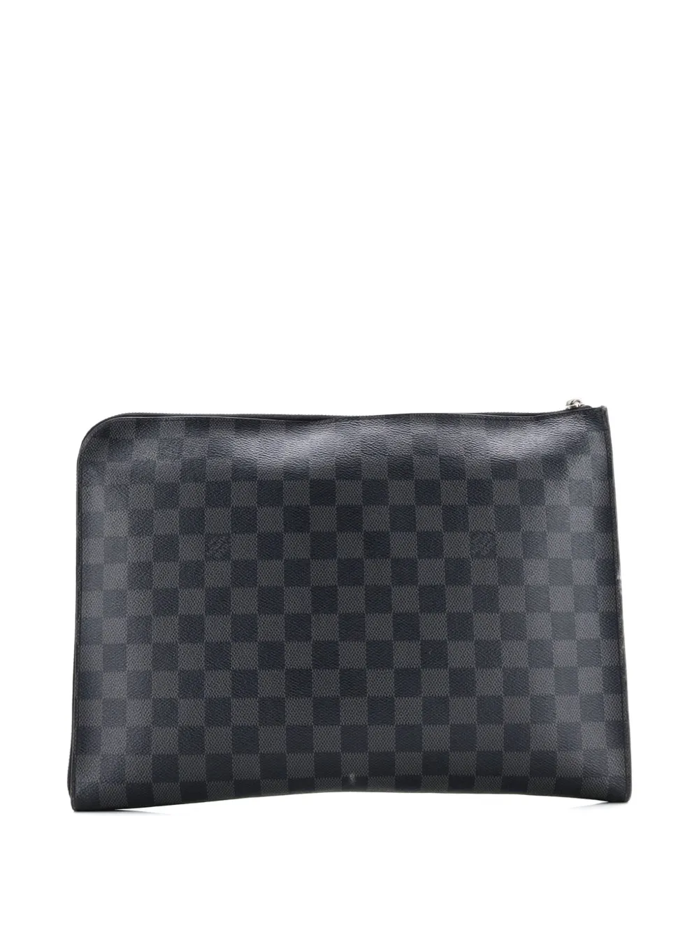 Pre-owned Louis Vuitton Zip Around Pochette Jour Damier Graphite Gm Clutch Bag In Black