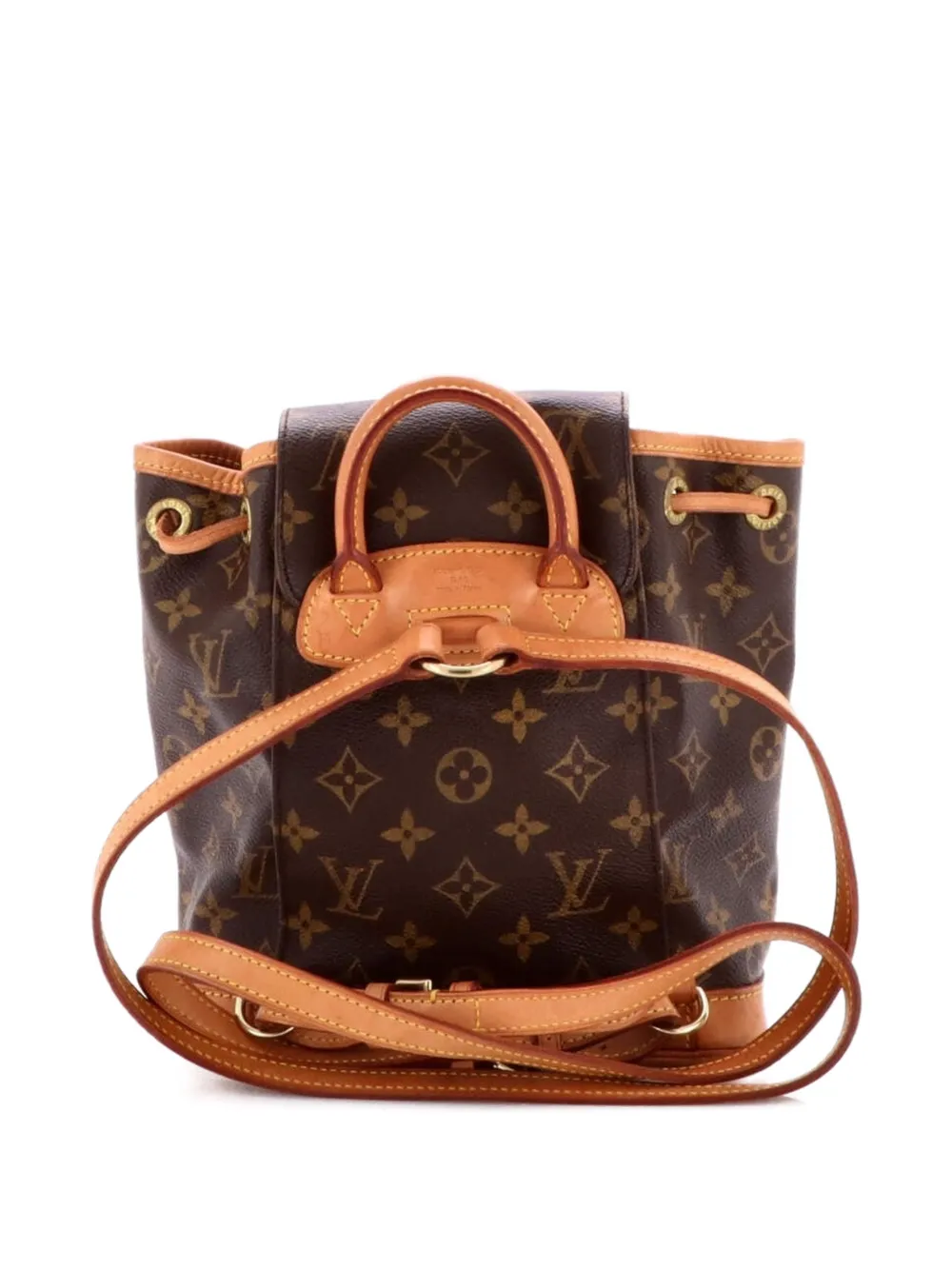 Pre-owned Louis Vuitton Vintage Montsouris Monogram Canvas Pm Backpack In Brown