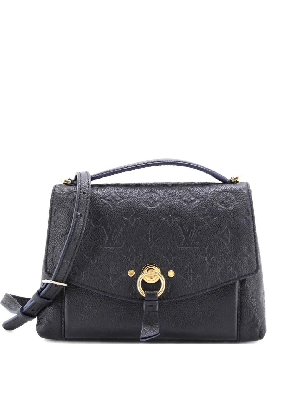 Pre-owned Louis Vuitton Blanche Handbag Monogram Empreinte Leather Bb Shoulder Bag In Blue