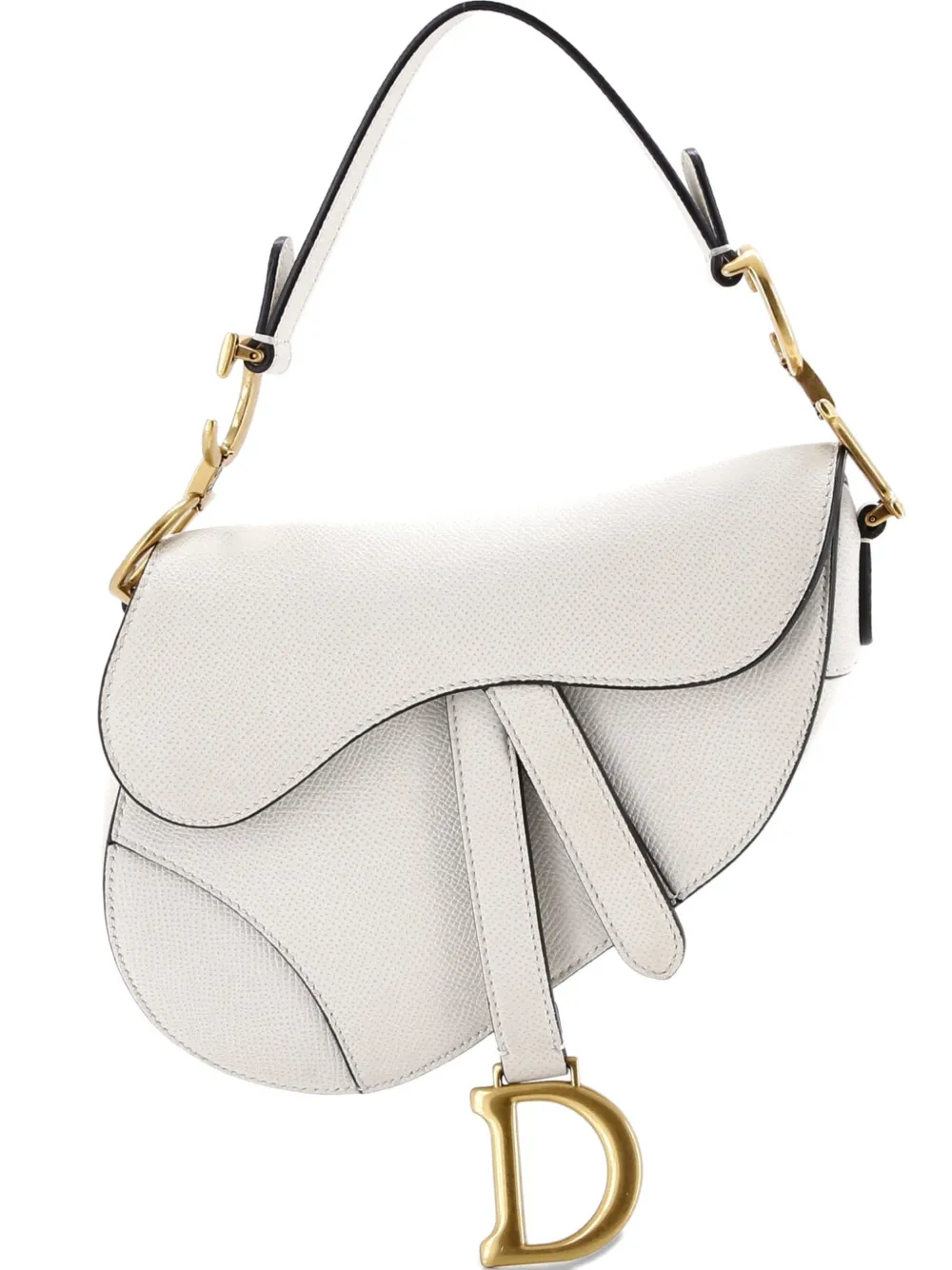 Pre-owned Dior Saddle Handbag Leather Mini Shoulder Bag In White