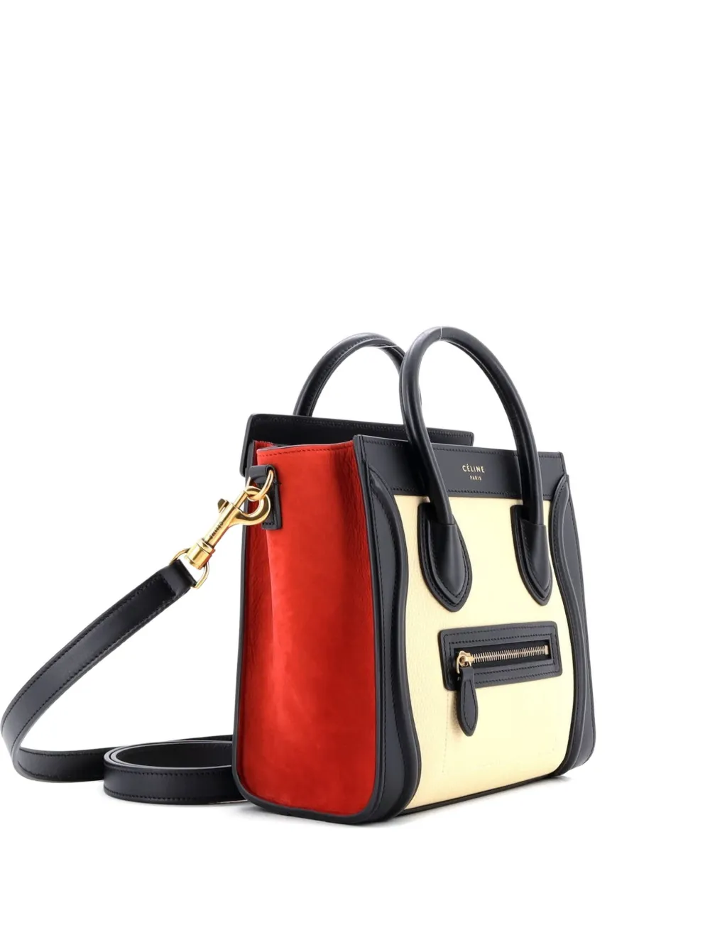 Celine Pre-Owned Tricolor Luggage Bag Leather Nano crossbody bag - Rosso