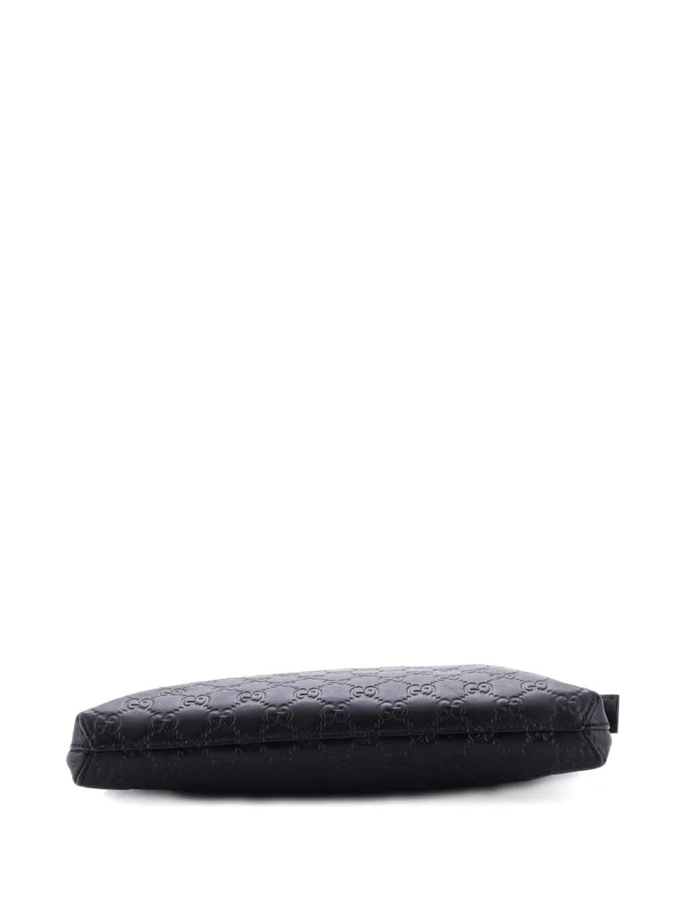 Pre-owned Gucci Signature Soft Wristlet Ssima Leather Clutch Bag In Black