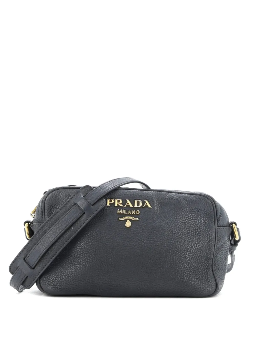 Pre-owned Prada Dual Strap Camera Bag Vitello Daino Crossbody Bag In Blue