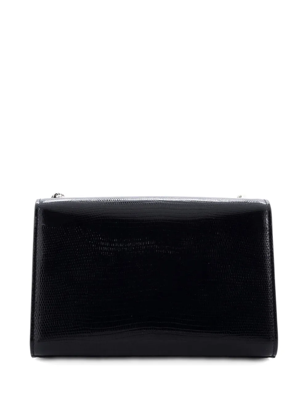 Pre-owned Saint Laurent Classic Monogram Tassel Lizard Embossed Leather Medium Crossbody Bag In Black