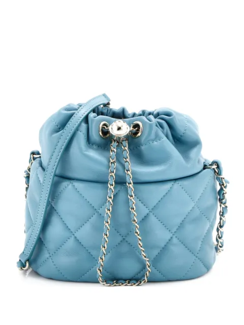 CHANEL Pre-Owned CC Pearl Drawstring Quilted Lambskin Small bucket bag