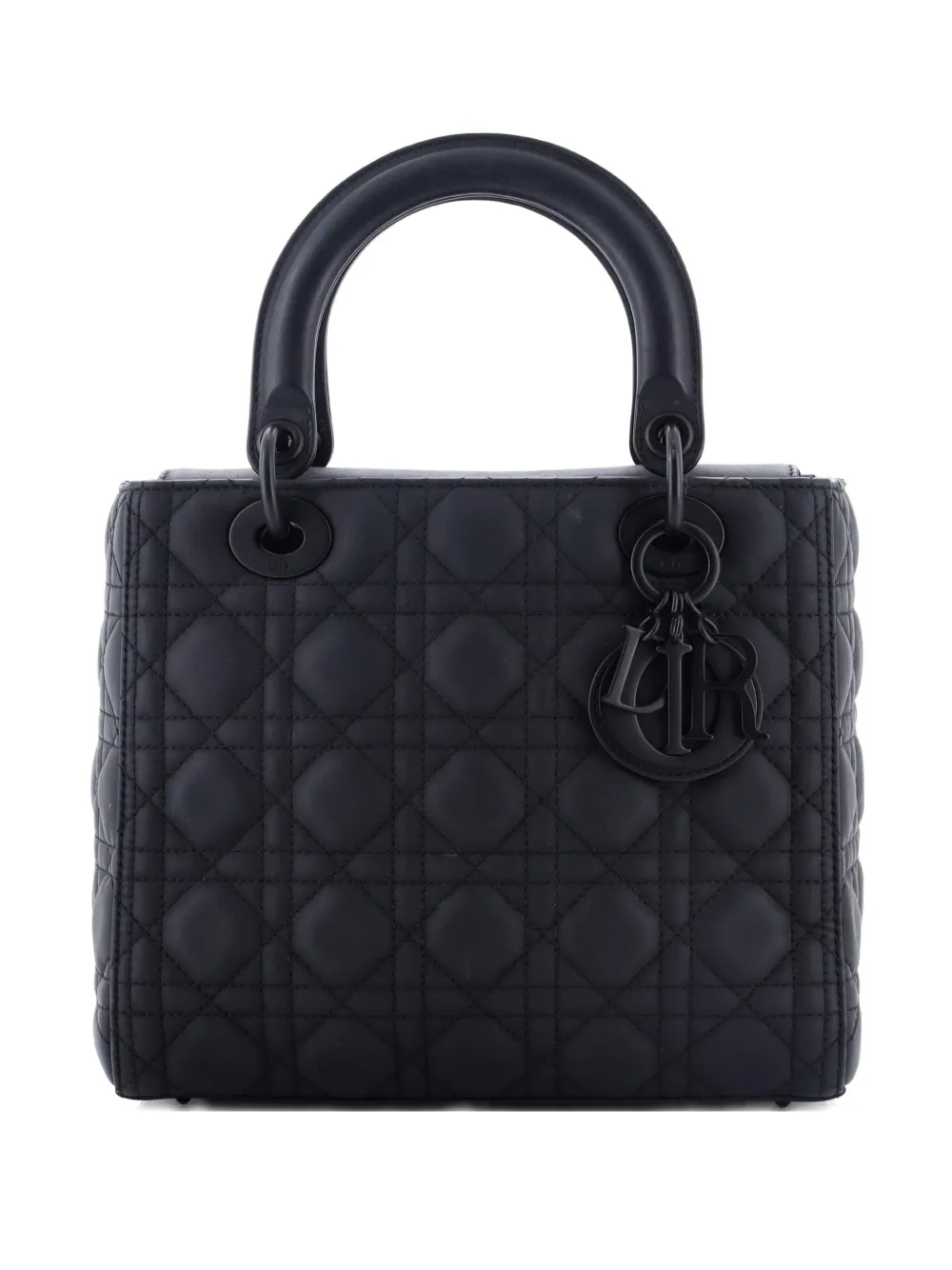 Christian Dior Pre-Owned Ultra Matte Lady Dior Bag Cannage Quilt Calfskin Medium satchel - Nero
