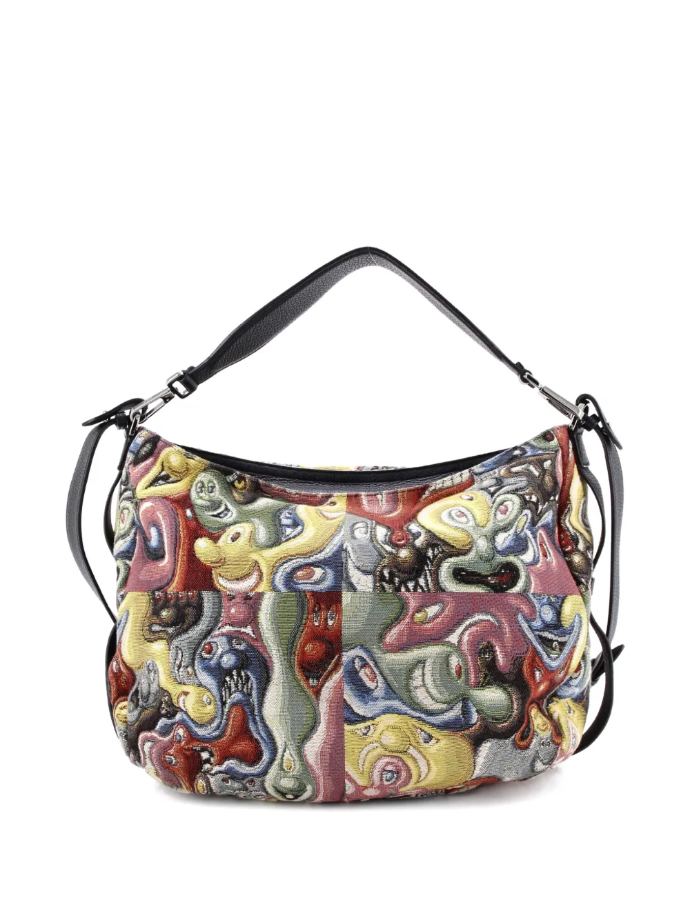 DIOR Pre-owned Kenny Scharf Saddle Soft Bag Jacquard Printed Canvas Crossbody Bag In Multi